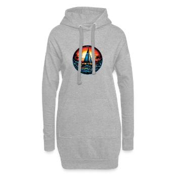 Sonnenuntergangs-Segelboot Neon - Hoodie-Kleid - Grau meliert - Vorne