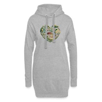 Vivre près de la nature avec une petite maison en forêt - Sweat-shirt à capuche long Femme - gris chiné - Devant