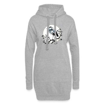 Héron blanc gris Japon Japon - Sweat-shirt à capuche long Femme - gris chiné - Devant