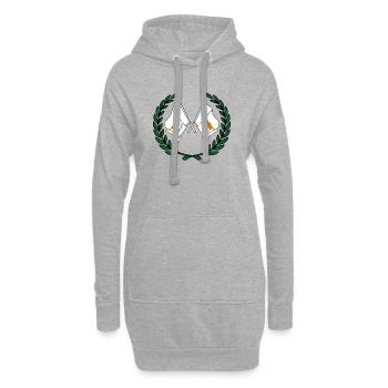 Drapeaux chypre en couronne de laurier - Sweat-shirt à capuche long Femme - gris chiné - Devant