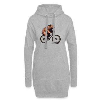 Lustiger Bär auf Fahrrad Radfahrer Motiv - Hoodie-Kleid - Grau meliert - Vorne