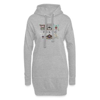 Tokio Japan Handzeichnung Schreine in Tokio Torii - Hoodie-Kleid - Grau meliert - Vorne