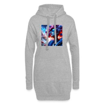 Surreales Porträt und futuristische Landschaft - Hoodie-Kleid - Grau meliert - Vorne
