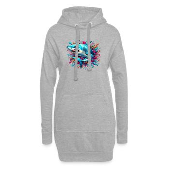 Requin - Sweat-shirt à capuche long Femme - gris chiné - Devant