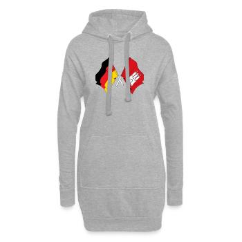Flagge Deutschland Flagge Hamburg gekreuzt - Hoodie-Kleid - Grau meliert - Vorne
