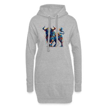 Stier - Hoodie-Kleid - Grau meliert - Vorne