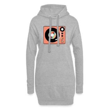 Tourne-disque vinyle vintage pour platine rétro - Sweat-shirt à capuche long Femme - gris chiné - Devant