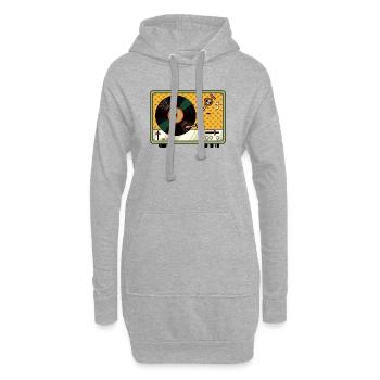 Tourne-disque vinyle vintage pour platine rétro - Sweat-shirt à capuche long Femme - gris chiné - Devant