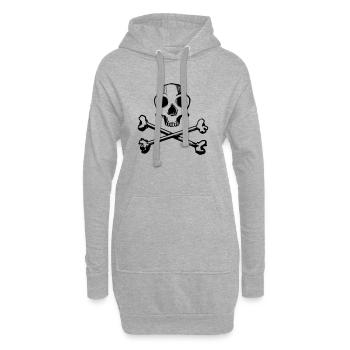 Skull and Bones 1c - Hoodie-Kleid - Grau meliert - Vorne