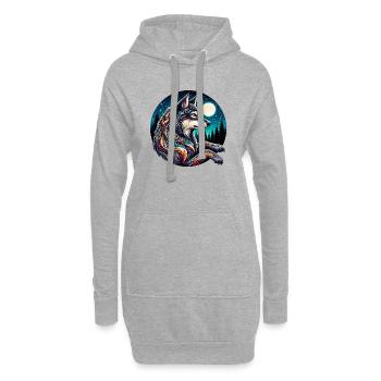 Wolf - Hoodie Dress - heather grey - Front