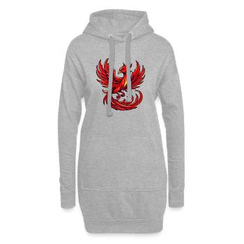 Phénix rouge - Sweat-shirt à capuche long Femme - gris chiné - Devant