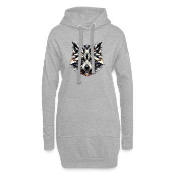 geometrischer Waschbär Kopf - Polygonen Motiv - Hoodie-Kleid - Grau meliert - Vorne