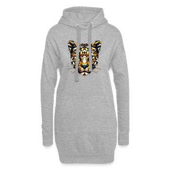 Motif géométrique de polygones à tête de léopard - Sweat-shirt à capuche long Femme - gris chiné - Devant