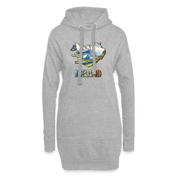 Aquarell Landkarte Island - Hoodie-Kleid - Grau meliert - Vorne