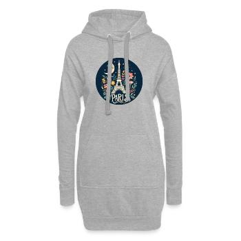Paris Stern und Mond Blumenillustration - Hoodie-Kleid - Grau meliert - Vorne