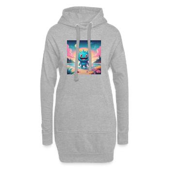 Petit monstre en vacances - Sweat-shirt à capuche long Femme - gris chiné - Devant