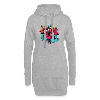 Fleurs d’hibiscus - Sweat-shirt à capuche long Femme - gris chiné - Devant