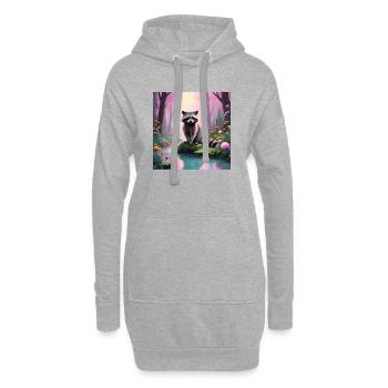 Raton laveur - Sweat-shirt à capuche long Femme - gris chiné - Devant