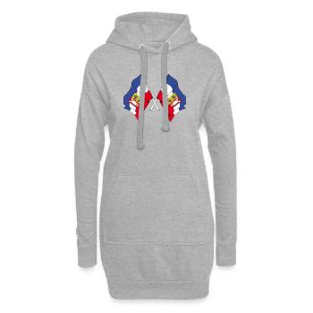 Deux drapeaux Schleswig Holstein - Sweat-shirt à capuche long Femme - gris chiné - Devant