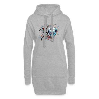 joueur de football dynamique jouant au football - Sweat-shirt à capuche long Femme - gris chiné - Devant