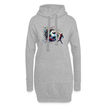 joueur de football dynamique jouant au football - Sweat-shirt à capuche long Femme - gris chiné - Devant