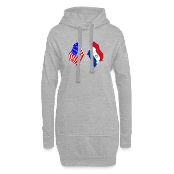 Flagge USA, Flagge Paraguay - Hoodie-Kleid - Grau meliert - Vorne