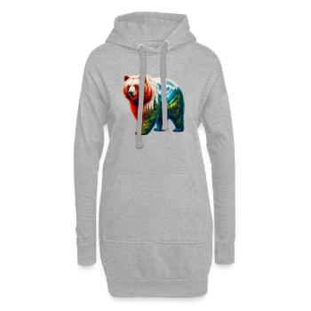 Ours - Sweat-shirt à capuche long Femme - gris chiné - Devant