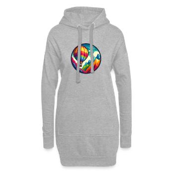 Bunter Heißluftballon in den Bergen - Hoodie-Kleid - Grau meliert - Vorne