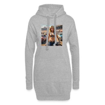 Rennsport Rebellin Denim Outfit - Hoodie-Kleid - Grau meliert - Vorne