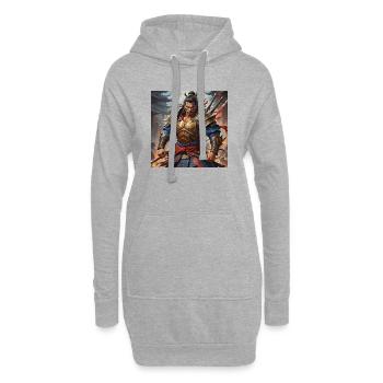 Goldener Krieger mit Doppelschwertern - Hoodie-Kleid - Grau meliert - Vorne