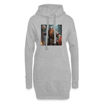 Nordischer Krieger mit Axt und Schild - Hoodie-Kleid - Grau meliert - Vorne