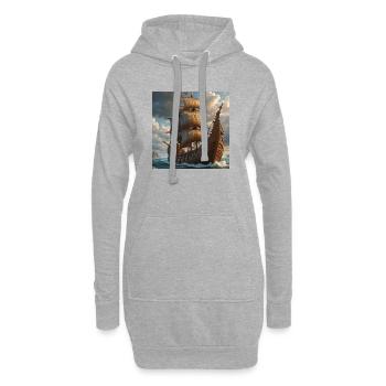 Antike Segelschiff im Sturm - Hoodie-Kleid - Grau meliert - Vorne
