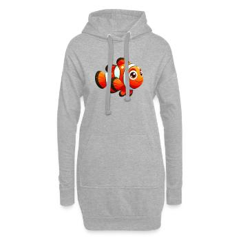 Poisson-clown - Sweat-shirt à capuche long Femme - gris chiné - Devant