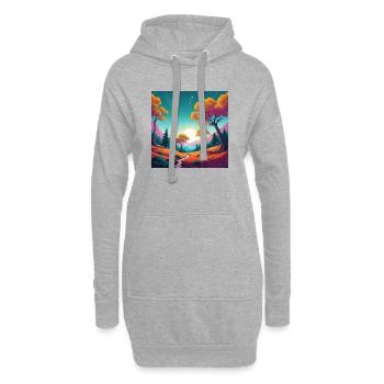 Coucher de soleil - Sweat-shirt à capuche long Femme - gris chiné - Devant