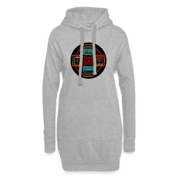 Neon Geometrische Symbole - Native Freestyle - Hoodie-Kleid - Grau meliert - Vorne