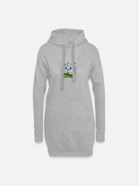 Cat on tortoise - Hoodie Dress - heather grey