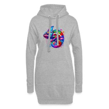 Caméléon - Sweat-shirt à capuche long Femme - gris chiné - Devant
