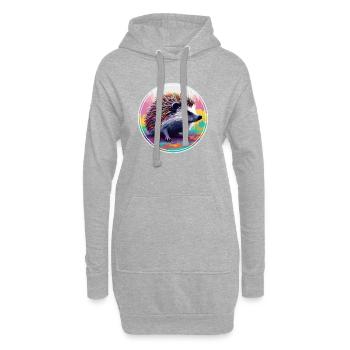 Farbenfrohe digitale Kunst - Igel - Hoodie-Kleid - Grau meliert - Vorne