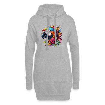 Papagei - Hoodie-Kleid - Grau meliert - Vorne