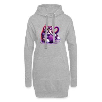 Le chat joue avec une pelote de laine - Sweat-shirt à capuche long Femme - gris chiné - Devant
