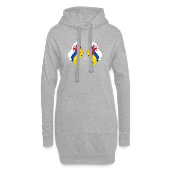 Deux drapeaux de la province du Limbourg - Sweat-shirt à capuche long Femme - gris chiné - Devant