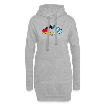 Allemagne Bavière drapeau mains coeur - Sweat-shirt à capuche long Femme - gris chiné - Devant