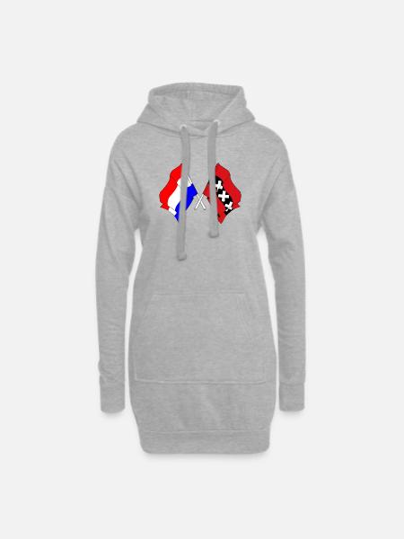 Flagge Niederlande, Amsterdam gekreuzt - Hoodie-Kleid - Grau meliert
