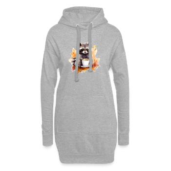 Automne raton laveur Café Cosy - Sweat-shirt à capuche long Femme - gris chiné - Devant