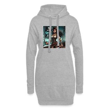 Piratenfrau - Hoodie-Kleid - Grau meliert - Vorne