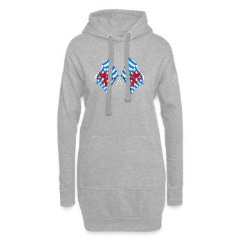 Deux drapeaux Luxembourg Belgique - Sweat-shirt à capuche long Femme - gris chiné - Devant
