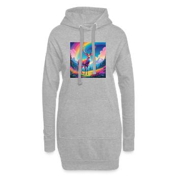 Cerf avec arc-en-ciel - Sweat-shirt à capuche long Femme - gris chiné - Devant