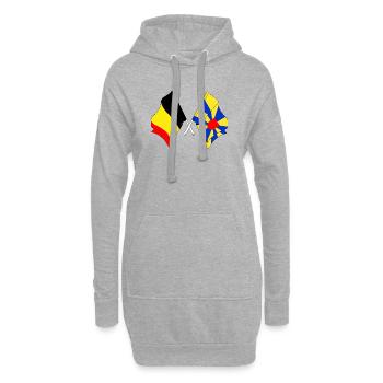 Flagge Belgien und Flagge Westflandern - Hoodie-Kleid - Grau meliert - Vorne