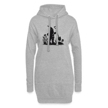charmantes Silhouetten-Motiv eines Gartenzwergs - Hoodie-Kleid - Grau meliert - Vorne