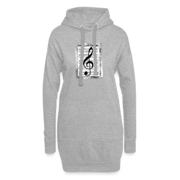 Musik mit Musiknoten - Hoodie-Kleid - Grau meliert - Vorne